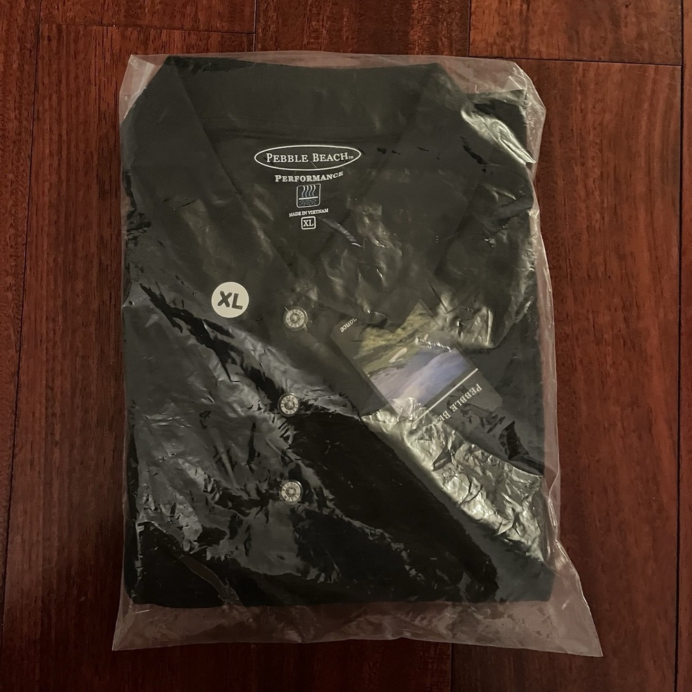 Pebble Beach Shirt Mens Extra Large Black Performance Golf Preppy Logo Cooling